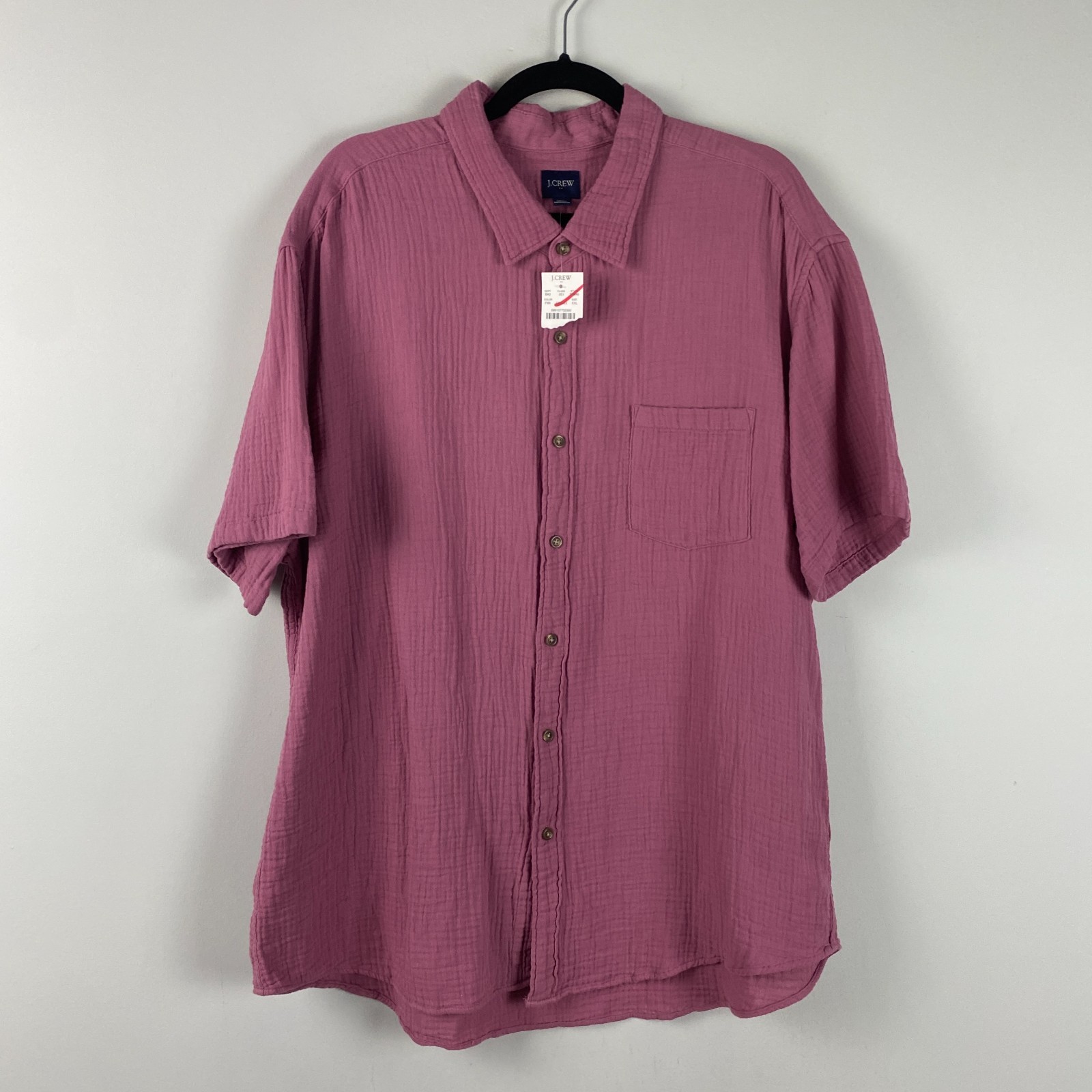 J.Crew Double Gauze Button Down Shirt Mens XXL Pink BR546 Cotton Short Sleeve