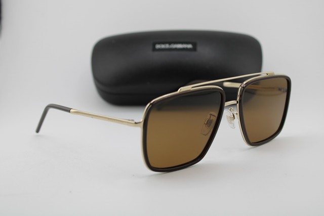 NEW DOLCE & GABBANA DG 2220 488/83 GOLD BROWN AUTHENTIC SUNGLASSES 57-17