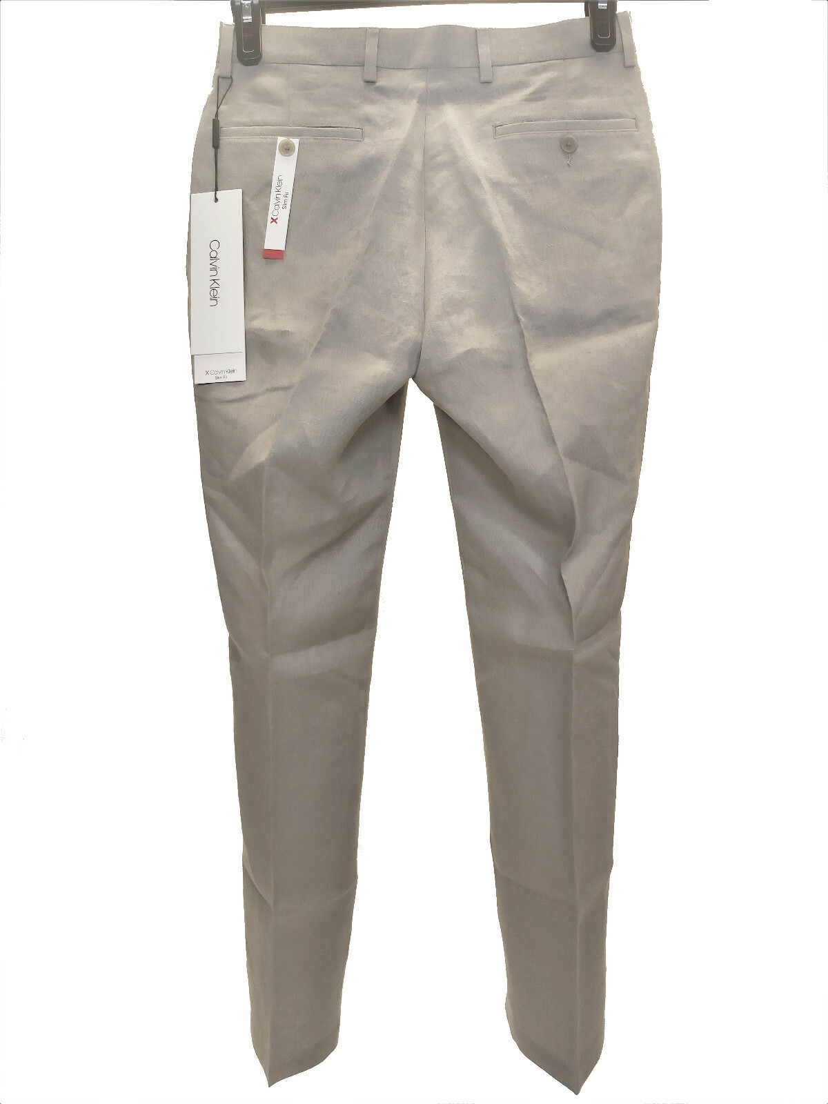 Calvin Klein Men’s Classic Slim Fit Solid Linen 4-Pocket Pants, 34Wx30L, Grey