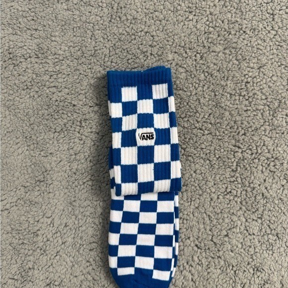 Vans Checkered Crew Socks Mens Womens 6.5-9 Blue White Athletic All Over Print
