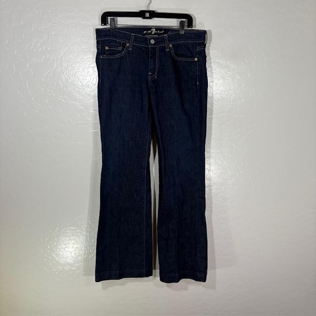 7 For All Mankind Dojo Jeans Womens 31 Blue Dark Wash Wide Leg 34×33.5 Denim