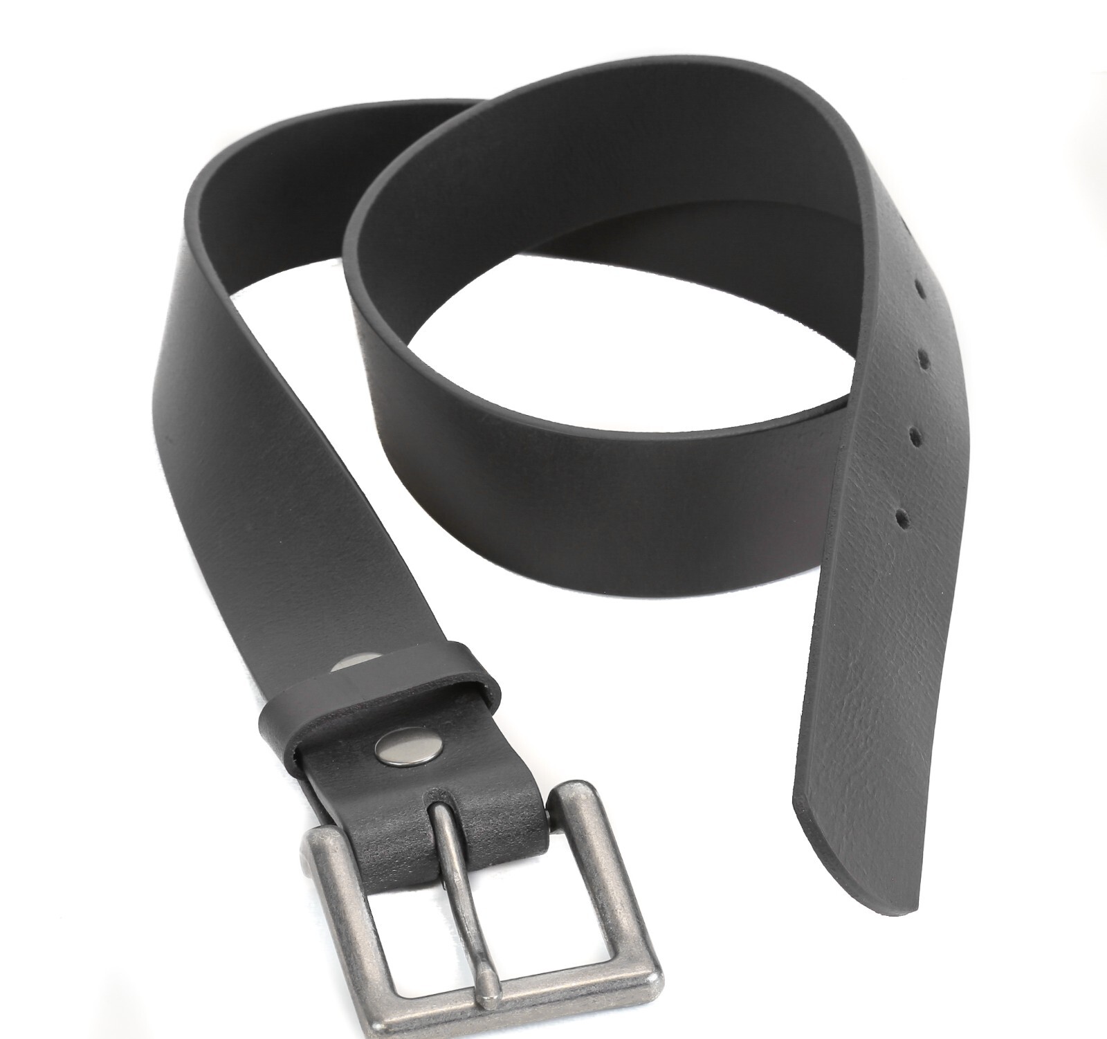 GENUINE LEATHER PLAIN BLACK BELT 1.75″ [44MM] *USA MADE* WITH REMOVABLE BUCKLE
