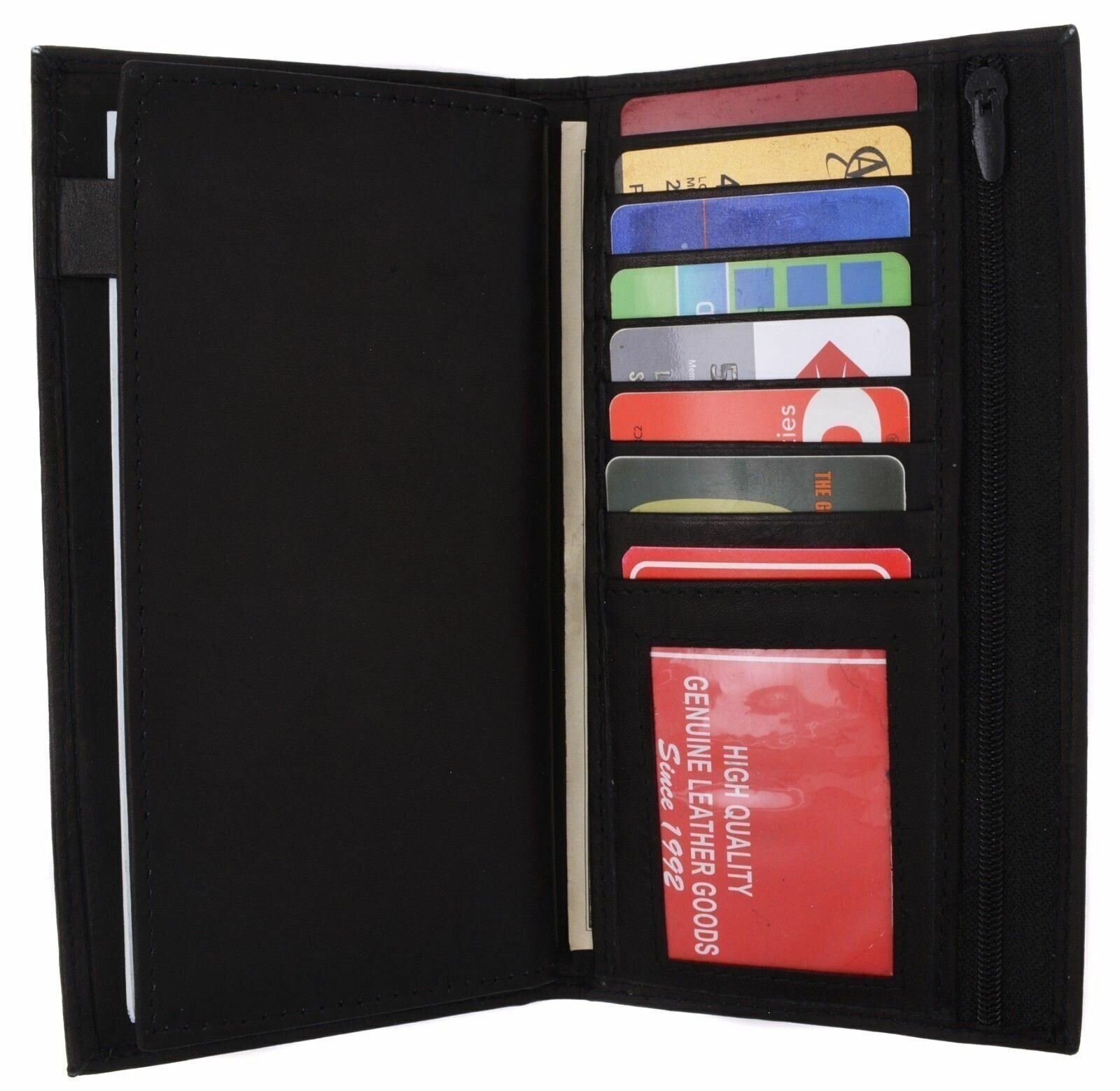 Genuine Leather Checkbook Cover Wallet Organizer with Credit Card Holder 253bk