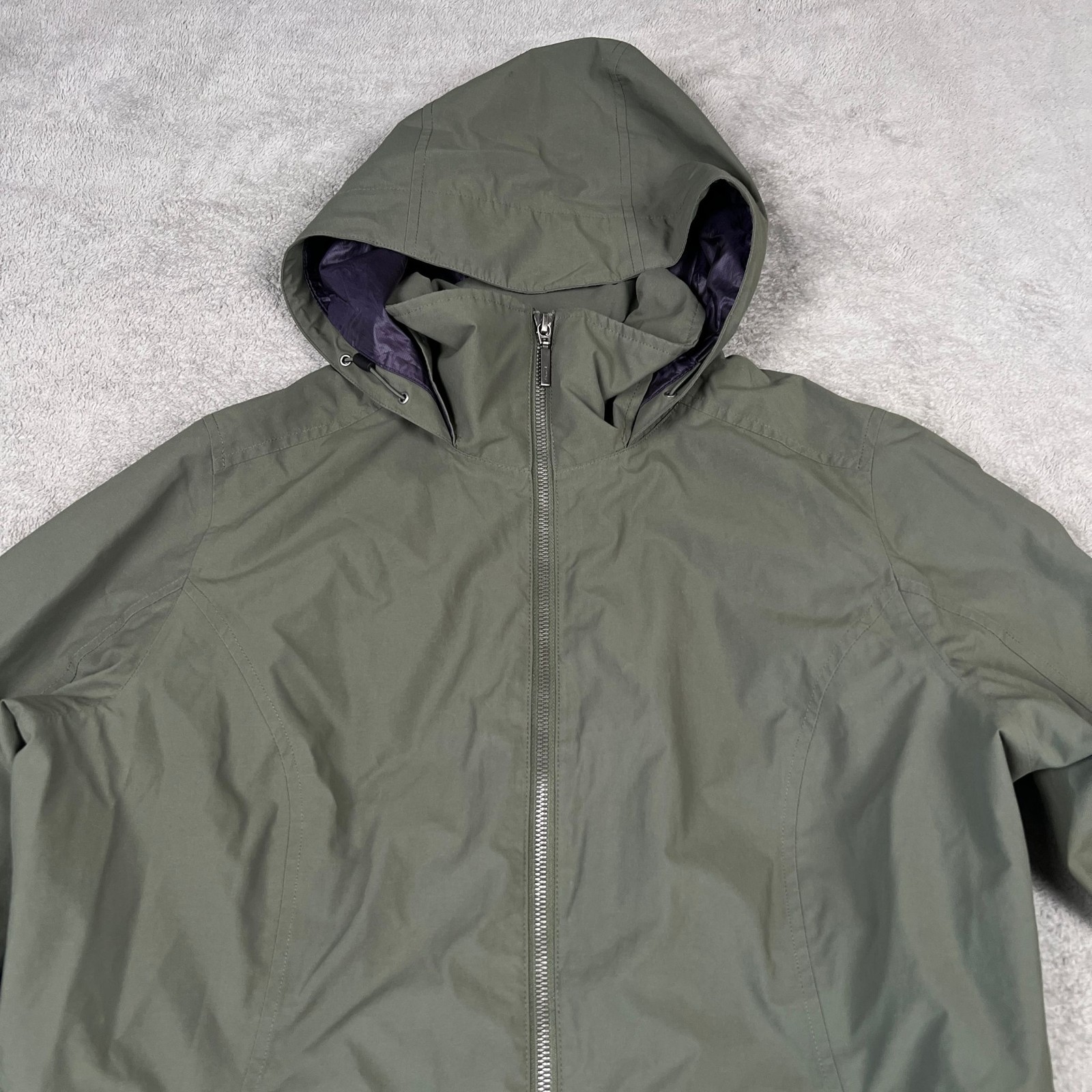 Marmot Jacket Womens L Hooded Waterproof Raincoat Green Fully Lined Zipper Shell