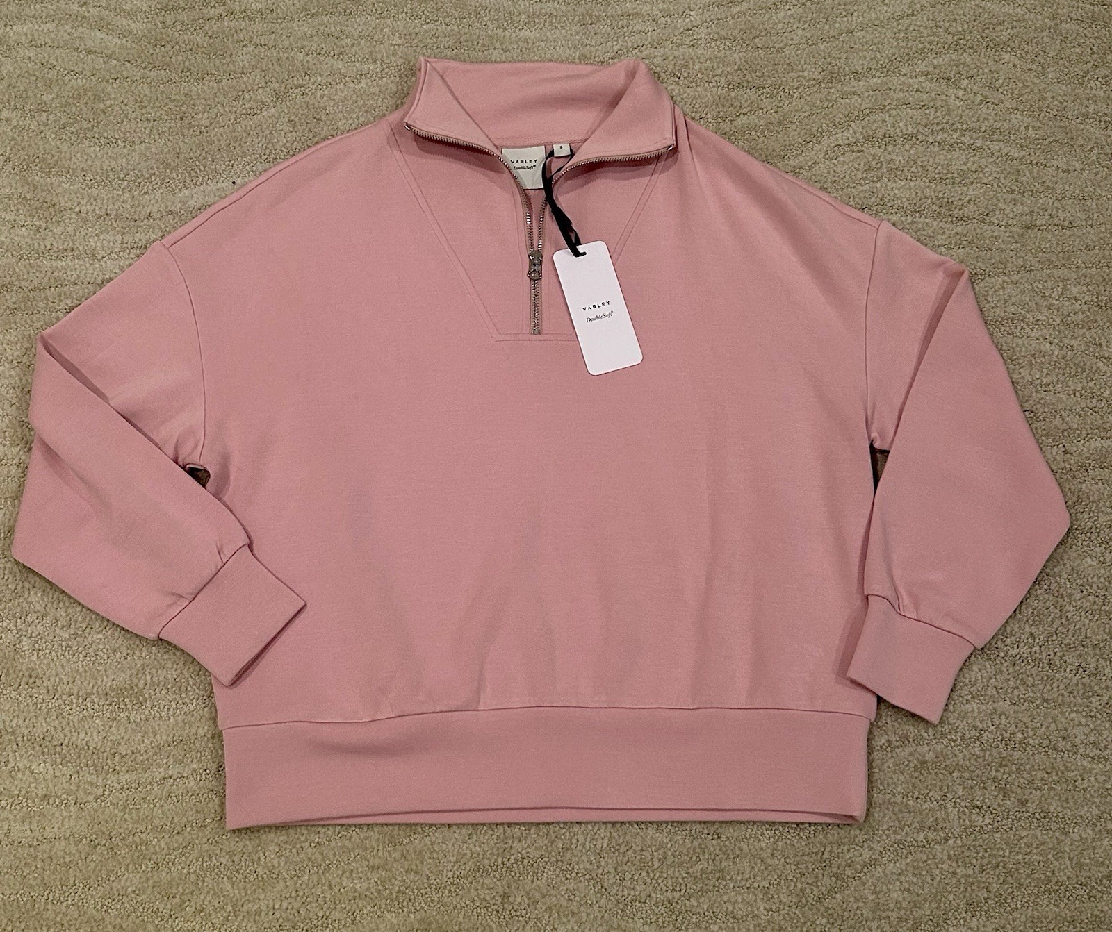 VARLEY Woman’s zephyr mauve Hawley half zip Sweatshirt/pullover, SZ S, BNWT**