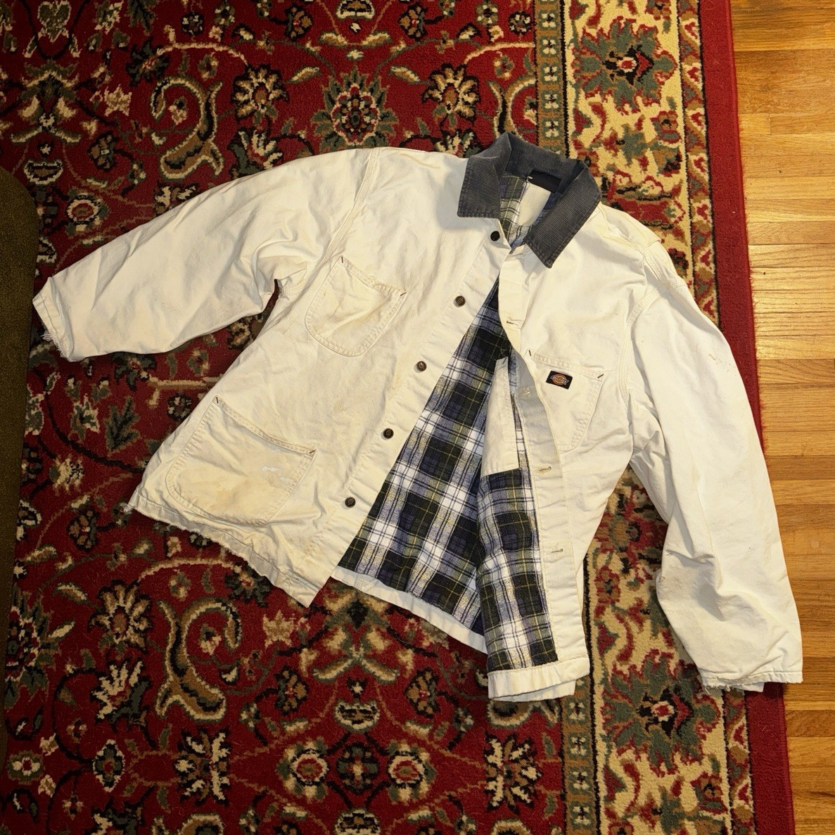 Dickies Distressed White Carpenter Jacket Size 2XL