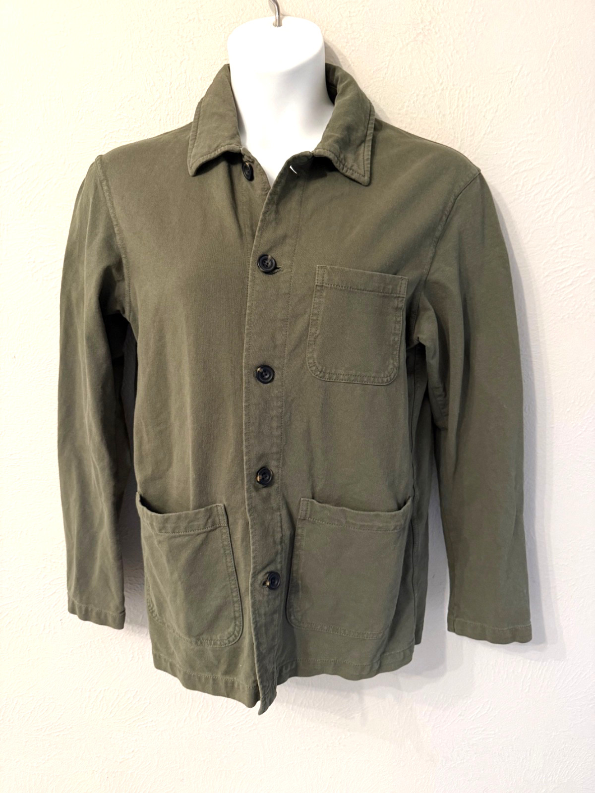 Uniqlo size M cotton blend utility jacket shacket patch pockets green