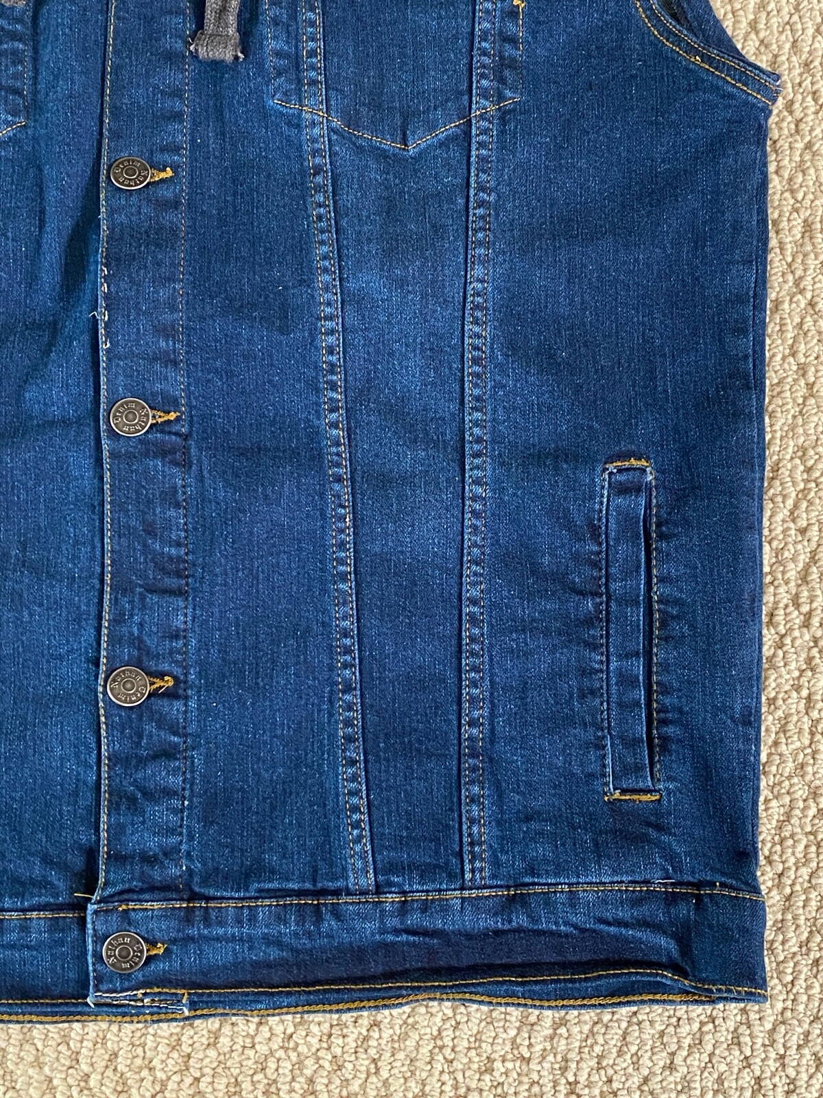 NWT Men’s Nathan Denim Stonewash Blue Convertible Hood Hoodie Denim Jean Vest