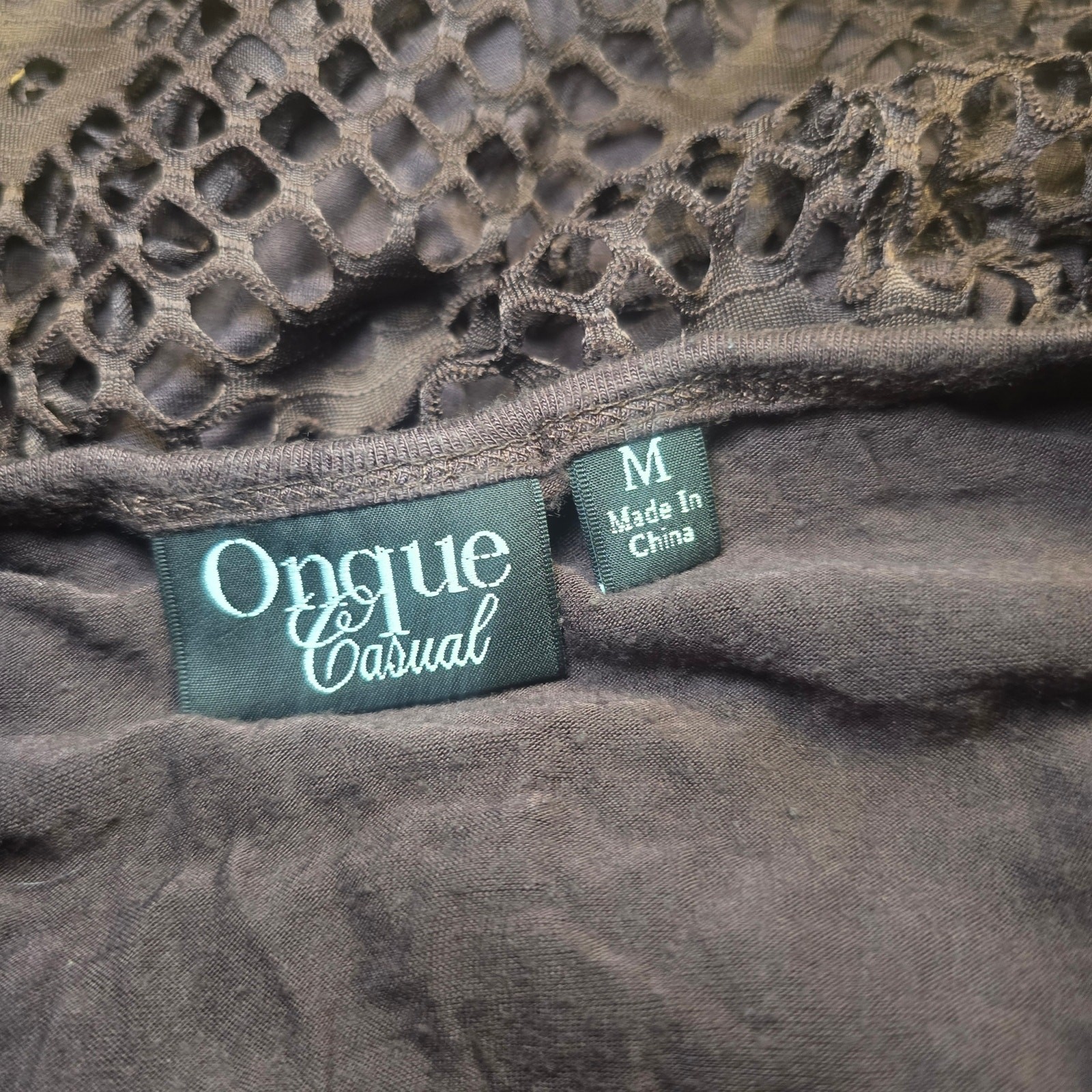 Vintage Onque Casual Chocolate Brown 2-Piece Crochet Set Size M Whimsigoth Boho