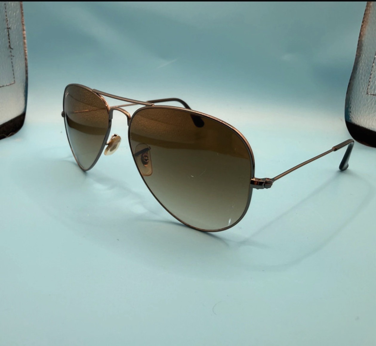 Ray-Ban Aviator Sunglasses RB3025 002/51 Black Brown Gradient Glass 55mm w/case