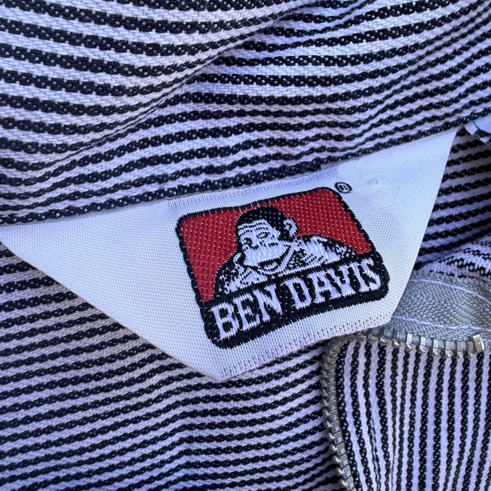 Vintage Ben Davis 1/2 Zip Shirt Long Sleeve Hickory Stripe Conductor Size Medium