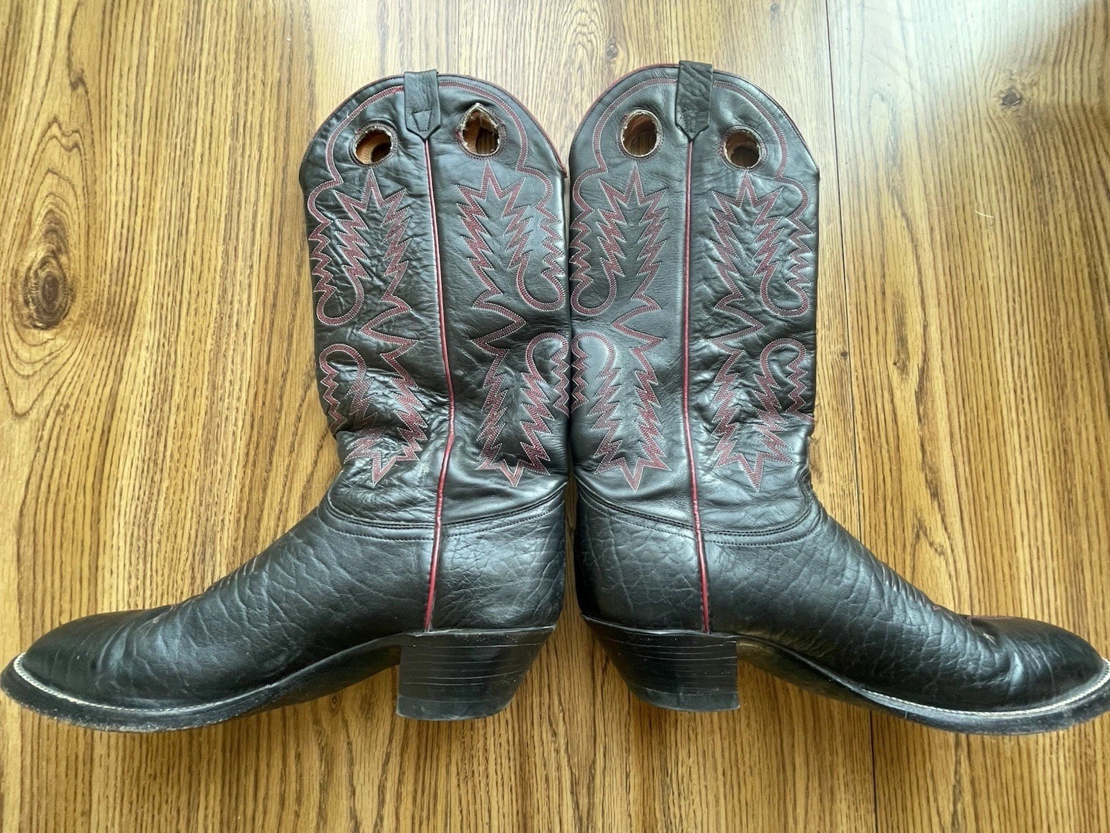 Vintage J. Chisholm Cowboy Boots 10D Black Leather