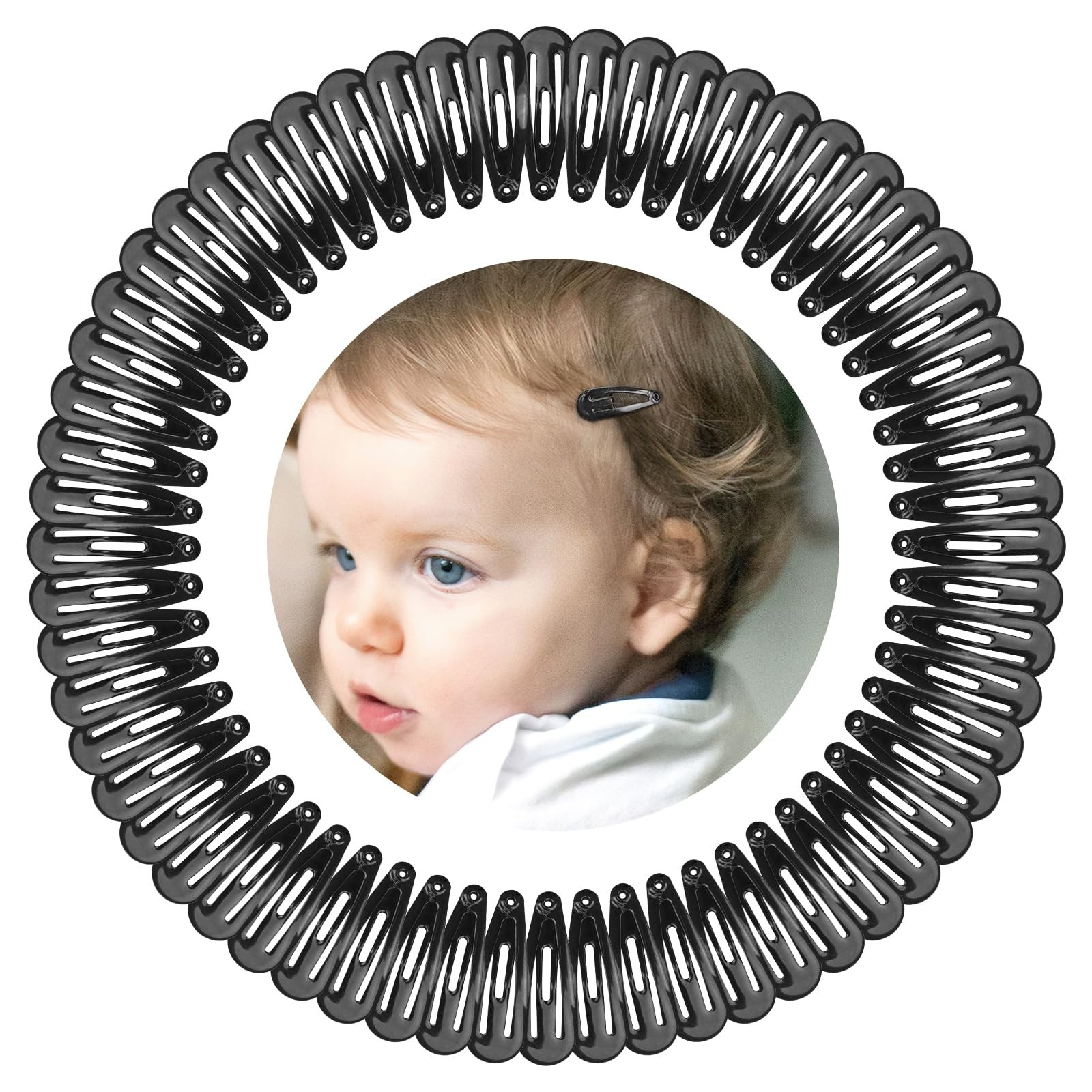 BBGifts 1Inch Black Snap Hair Clips, 60Pcs Small Clips for 1 Inch,