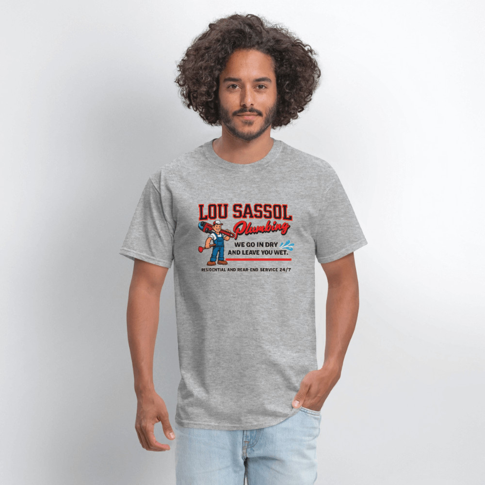 Lou Sassol Plumbing Funny Men’s T-Shirt – Adult Humor Graphic Tee