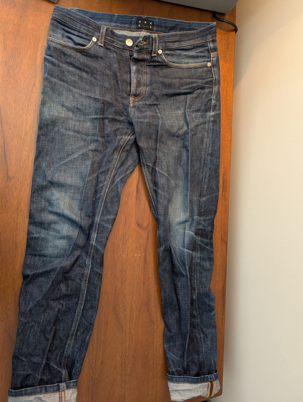 Asket – Raw Indigo Denim Jeans – 30×32, Slim Tapered – Gently Used, Washed