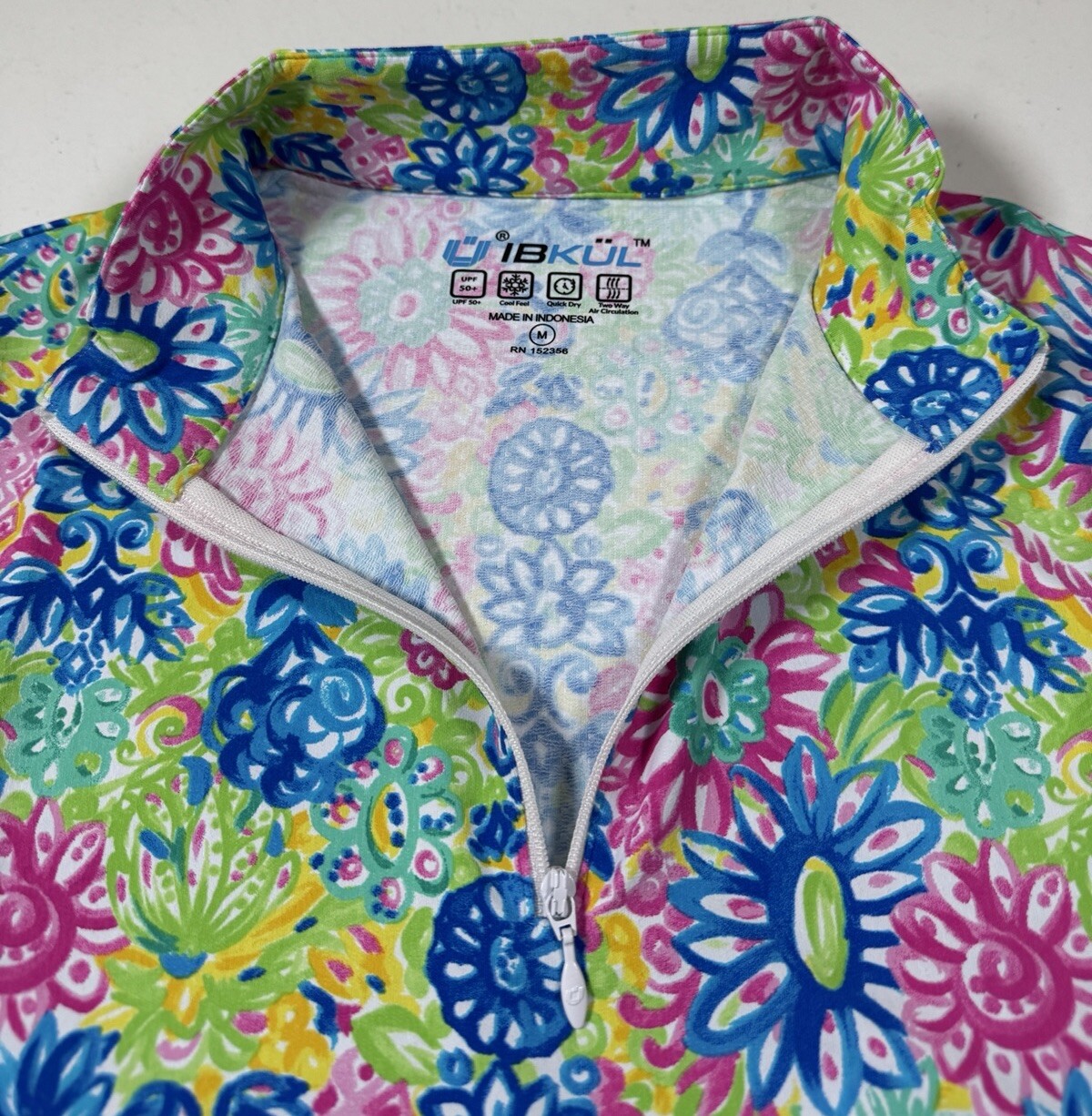 NWT IBKUL Golf Tennis 1/4 Zip Pullover Top XS S M L XL Flowers Longsleeve J5
