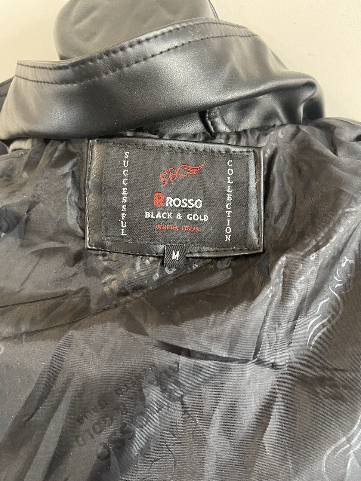 R Rosso Women’s Leather Jacket Size M NWT Black Zip Up