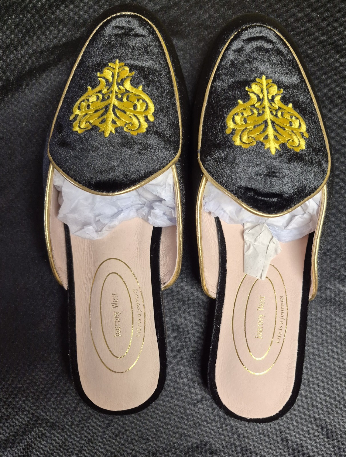 Journey West Women’s Mules Flats with Embroidery Belgian Loafers Slip on…