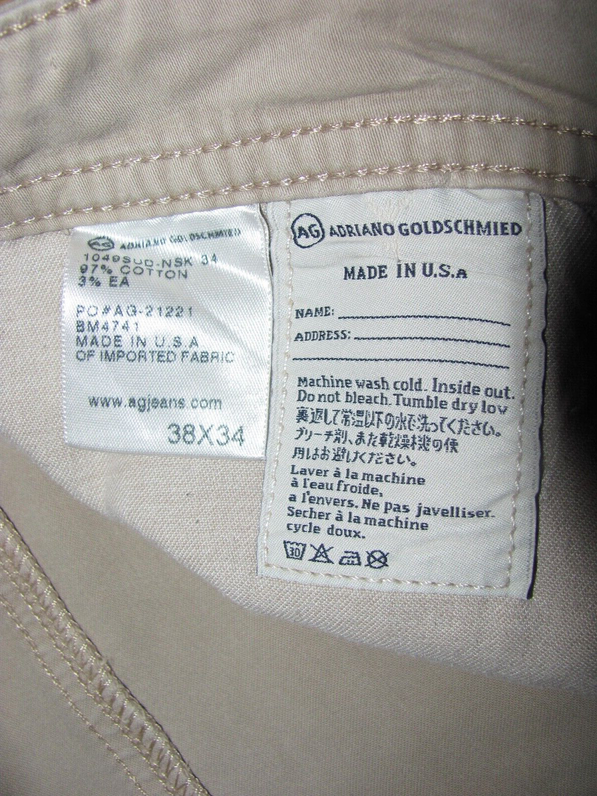 AG Adriano Goldschmied Protege Oatmeal Straight Leg Pant Men’s 38 x 34 (TD10-re)
