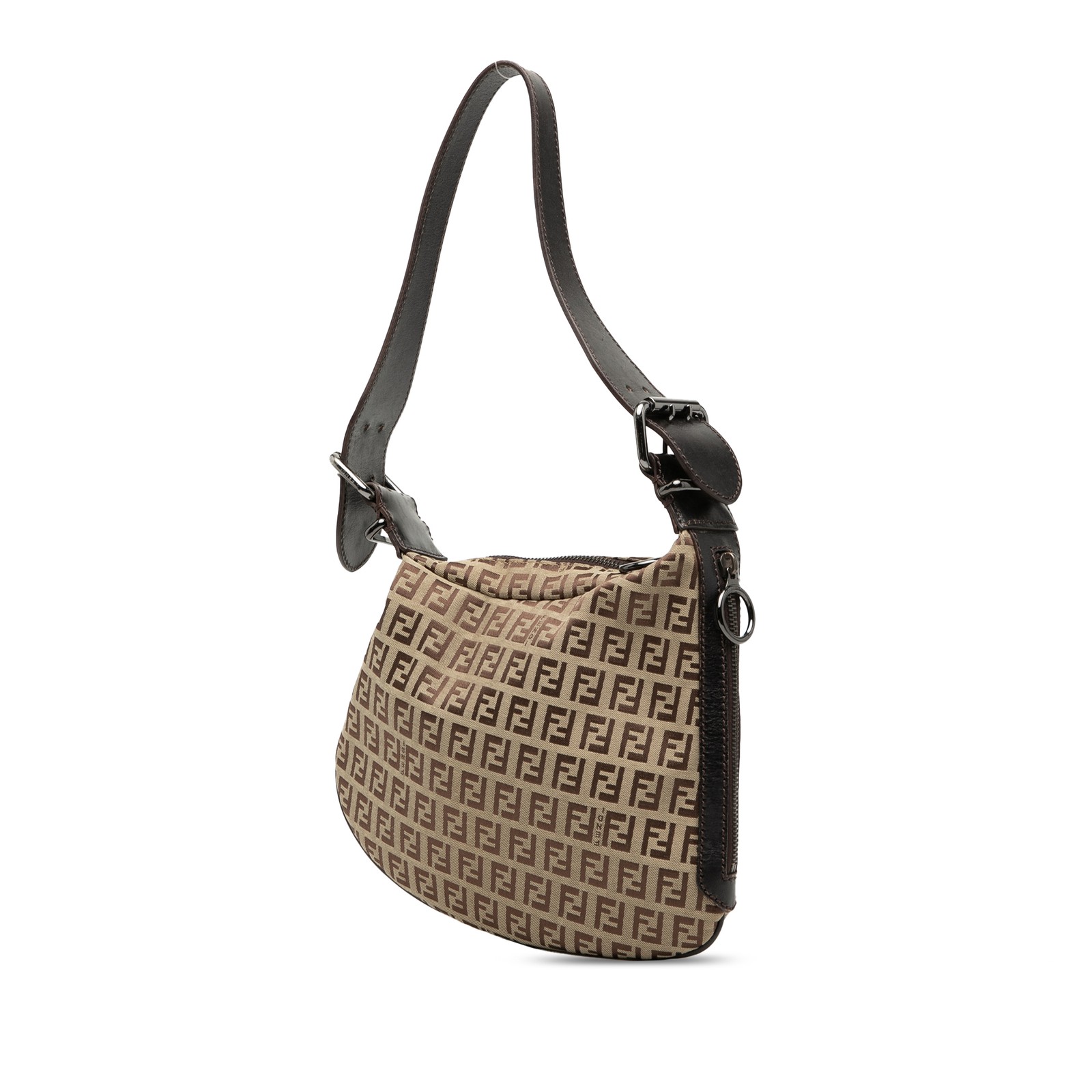 Fendi Zucchino Oyster Shoulder Bag Pre-Loved Beige