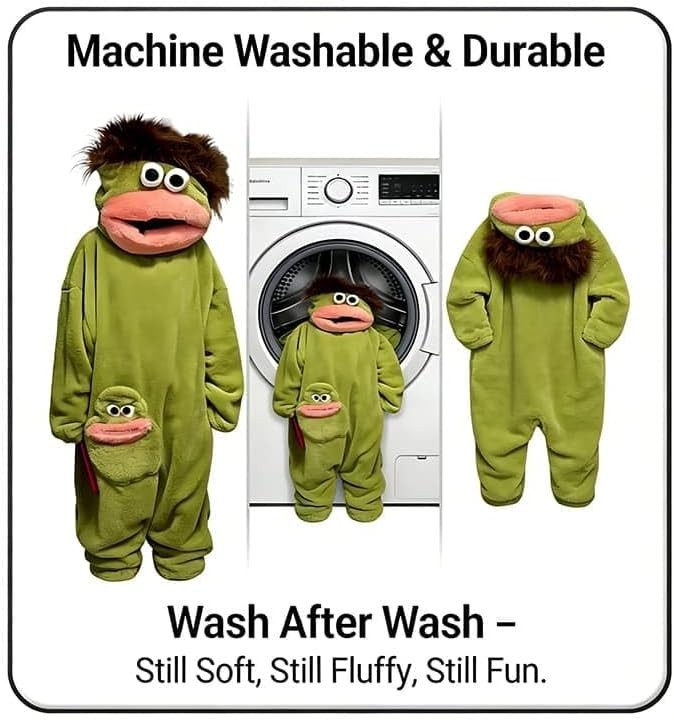 Loomyloons Cute Green Monster Lounge Wear Fluffy Plush Character Pyjamas Unisex