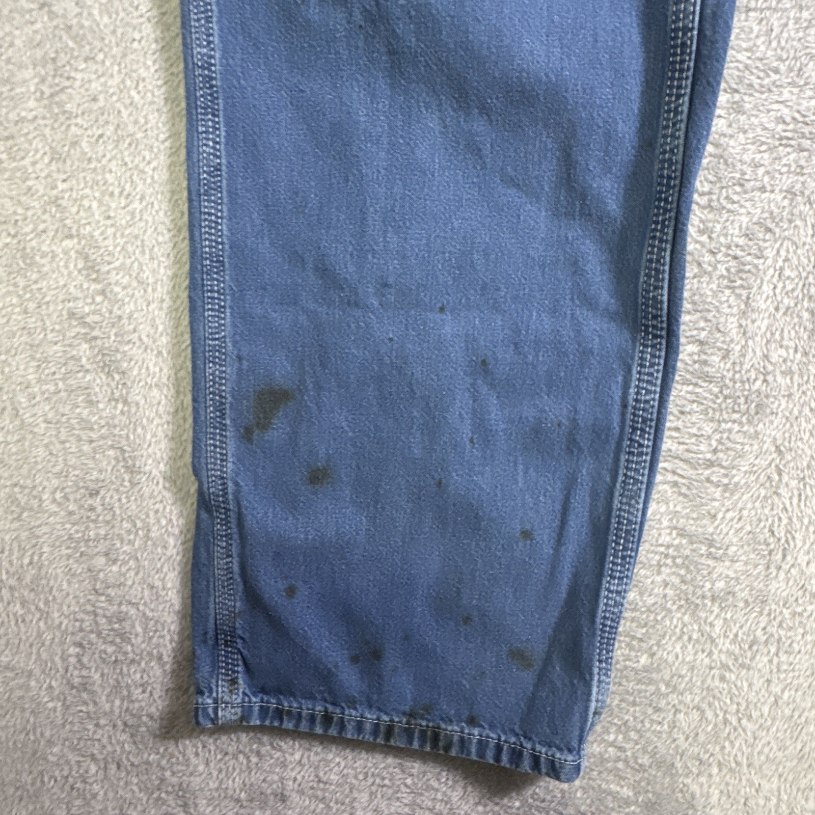 Carhartt Dungaree FU denim Work jeans 36w 30L has black paint stains in pictures
