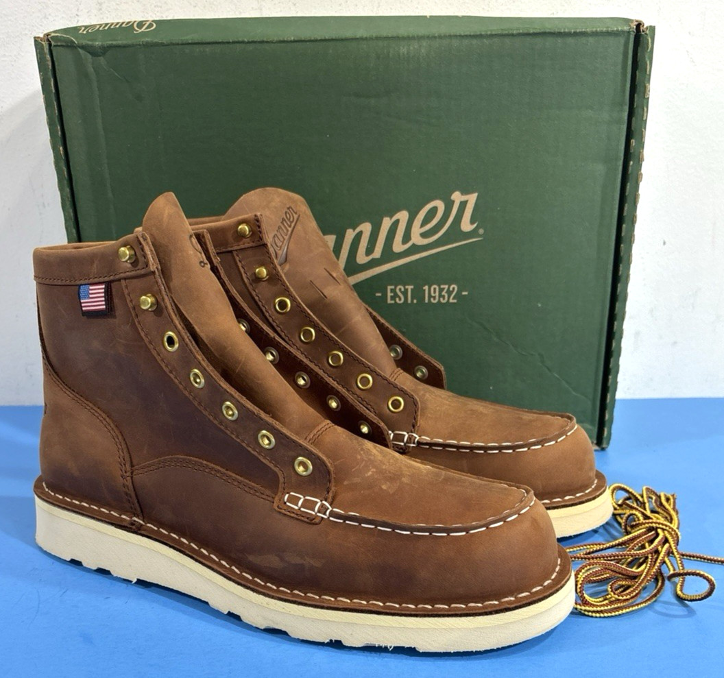 NIB 11 D MENS DANNER BULL RUN 6″ MOC TOE BOOTS TOBACCO 15573 FREE SHIPPING