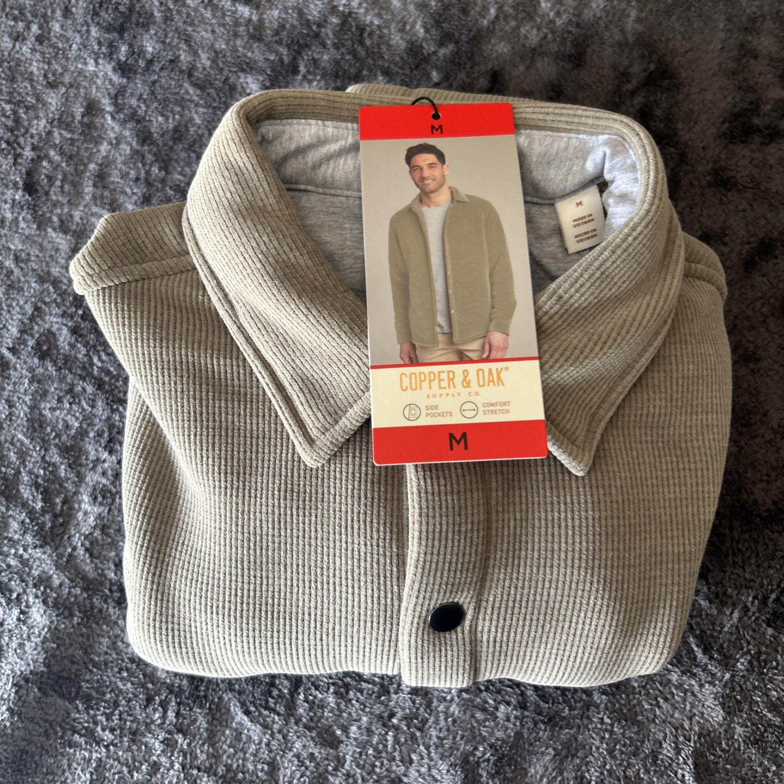 Copper & Oak Men’s Side Pocket Comfort Stretch Jacket, Brown, Size M