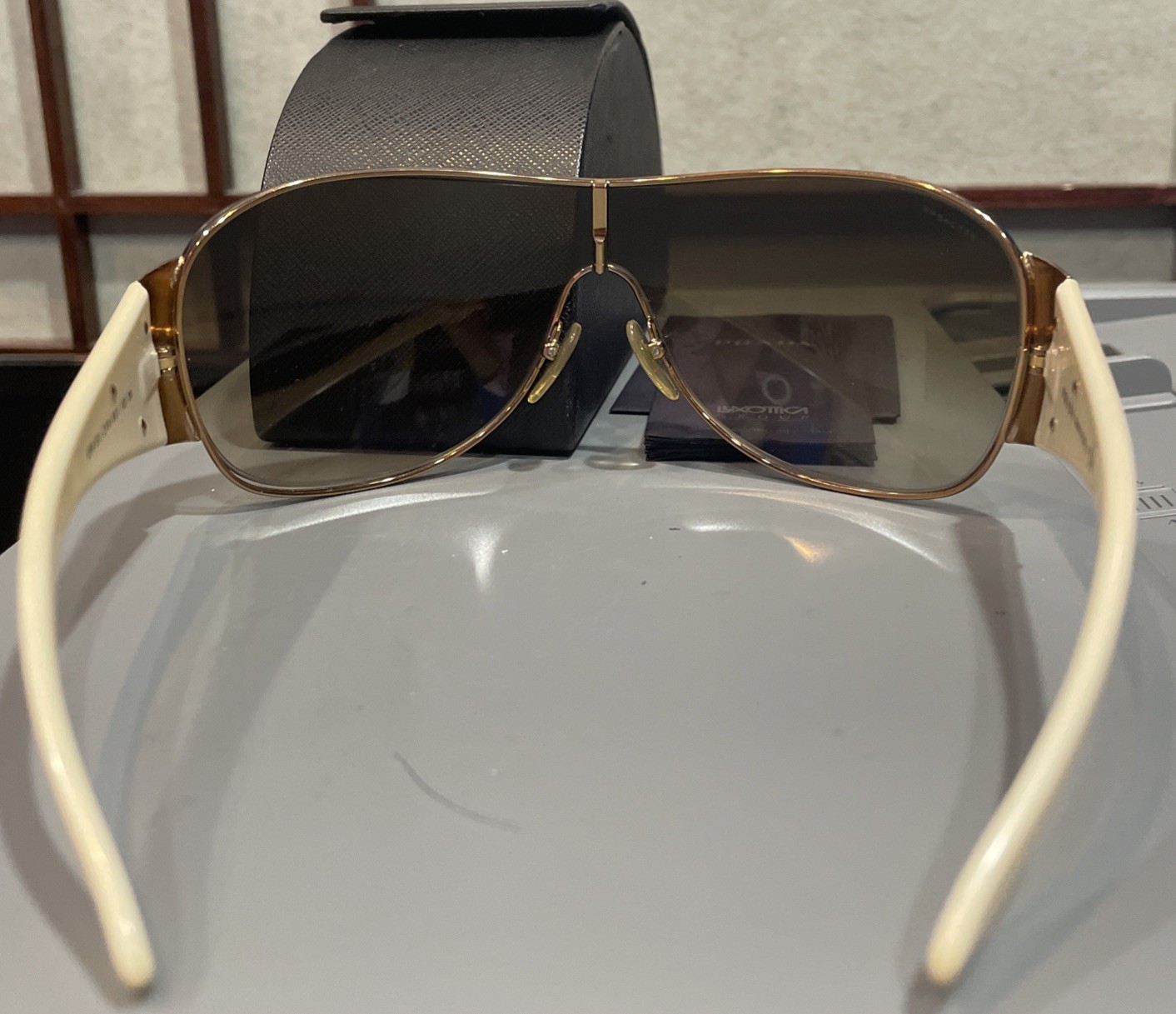 Women’s Prada Cream & Brown Lens Sunglasses w Case