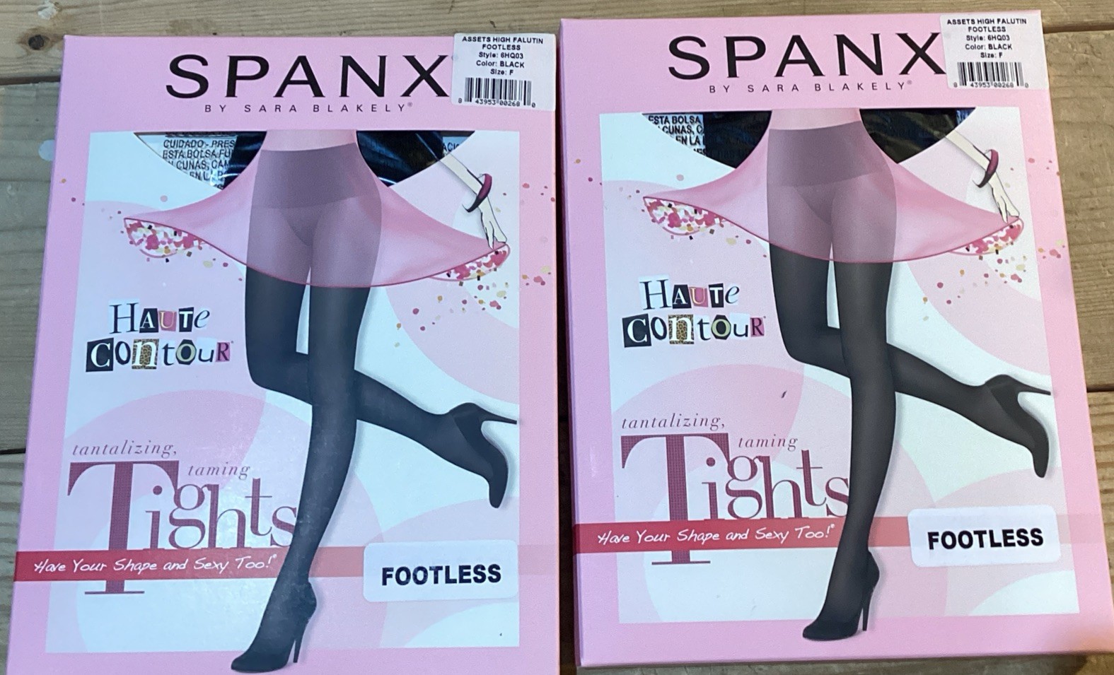 Spanx 2 Pair Fabulous Footless High Waisted Pantyhose Tights Black Size F