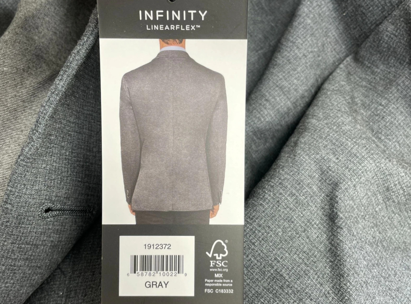Infinity Linearflex Men’s Modern Fit Stretch Fabric Blazer Jacket, Gray, XL