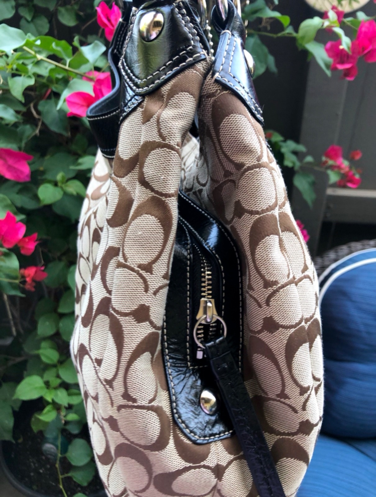 Coach Soho Lynn Large Hobo Shoulder Y2K Bag Brown Canvas F15083