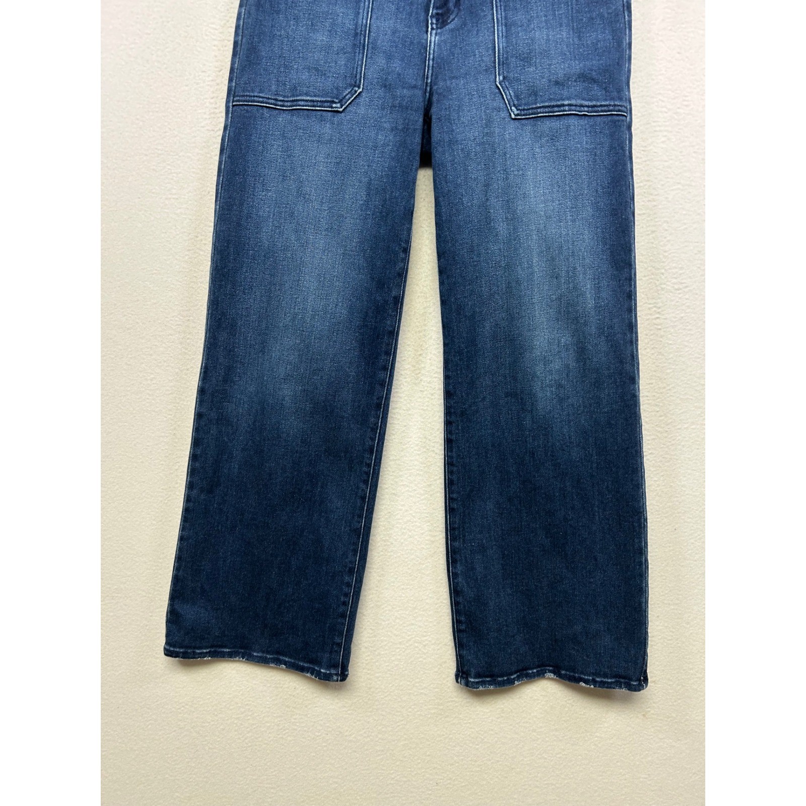 Utility Boho Just Black Denim Womens 29 Dark Blue Wide Leg Raw Hem Jeans BP339J