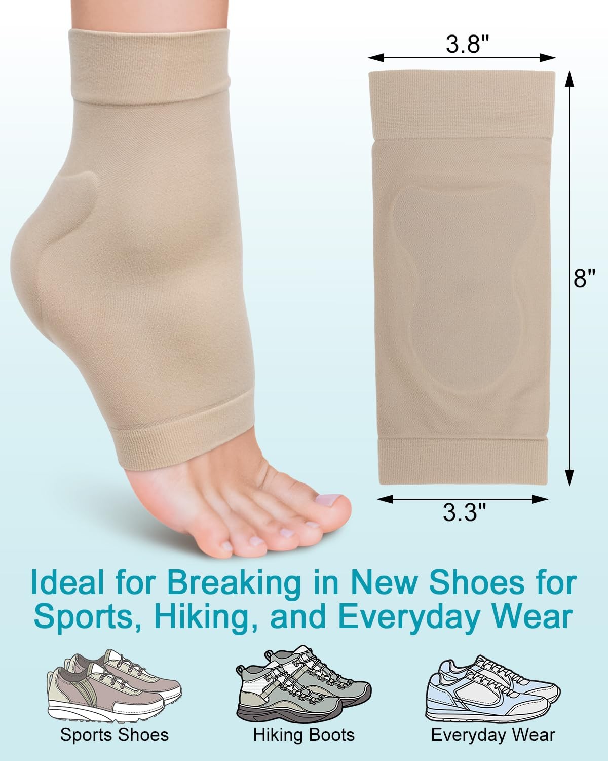PGRODE Achilles Tendon Sleeve with Silicone Heel Regular Size, Beige