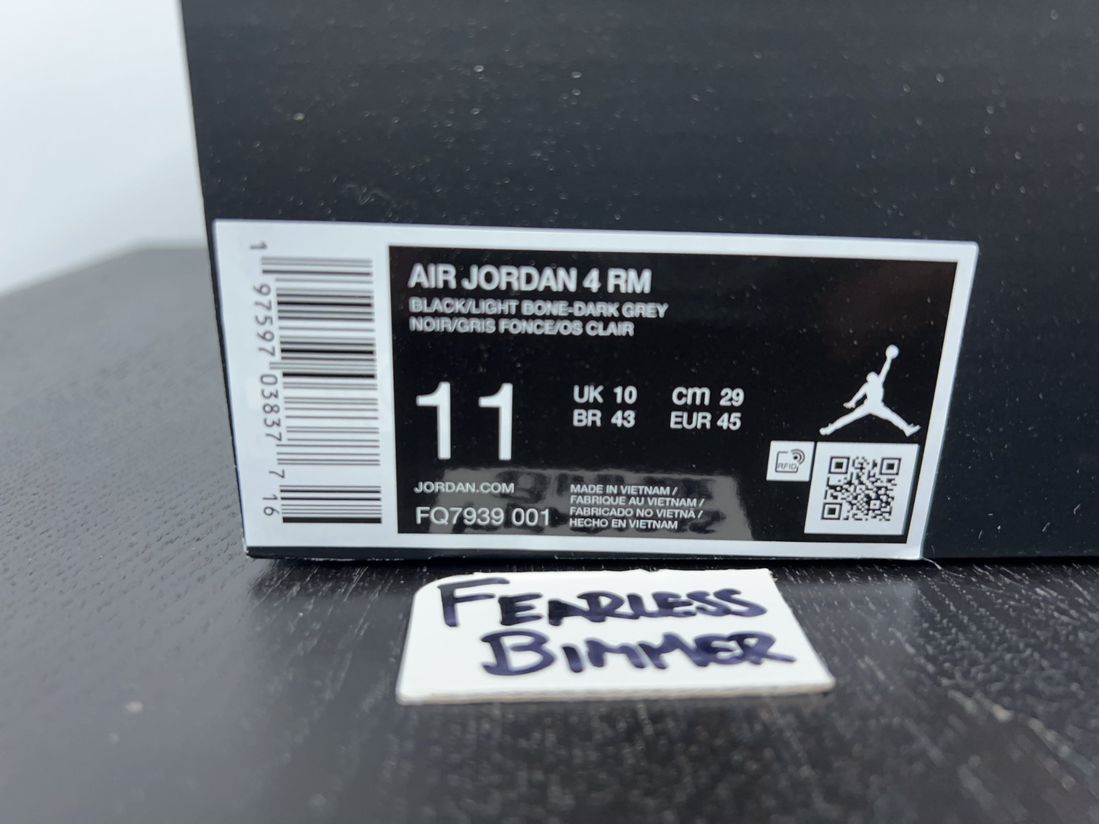 Nike Air Jordan 4 RM size 11 Black Light Bone FQ7939 001
