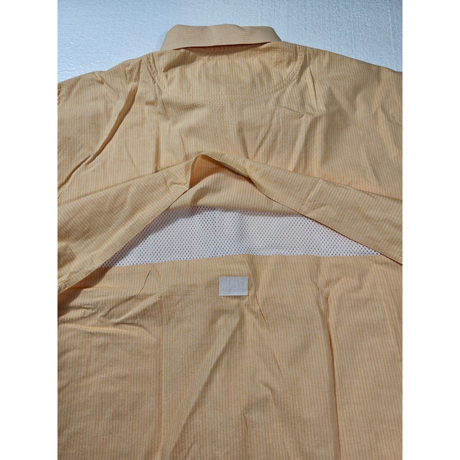 Kevins Plantation Collection Mens 2X Orange Seersucker Fishing Shirt Vented Back