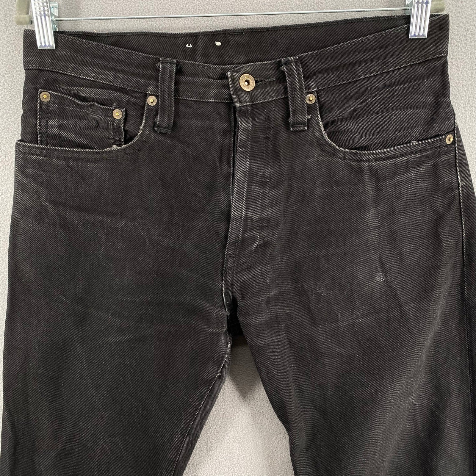 Route Blue Thailand Rare Selvedge Jeans Mens 33 Black Button Fly Straight Leg