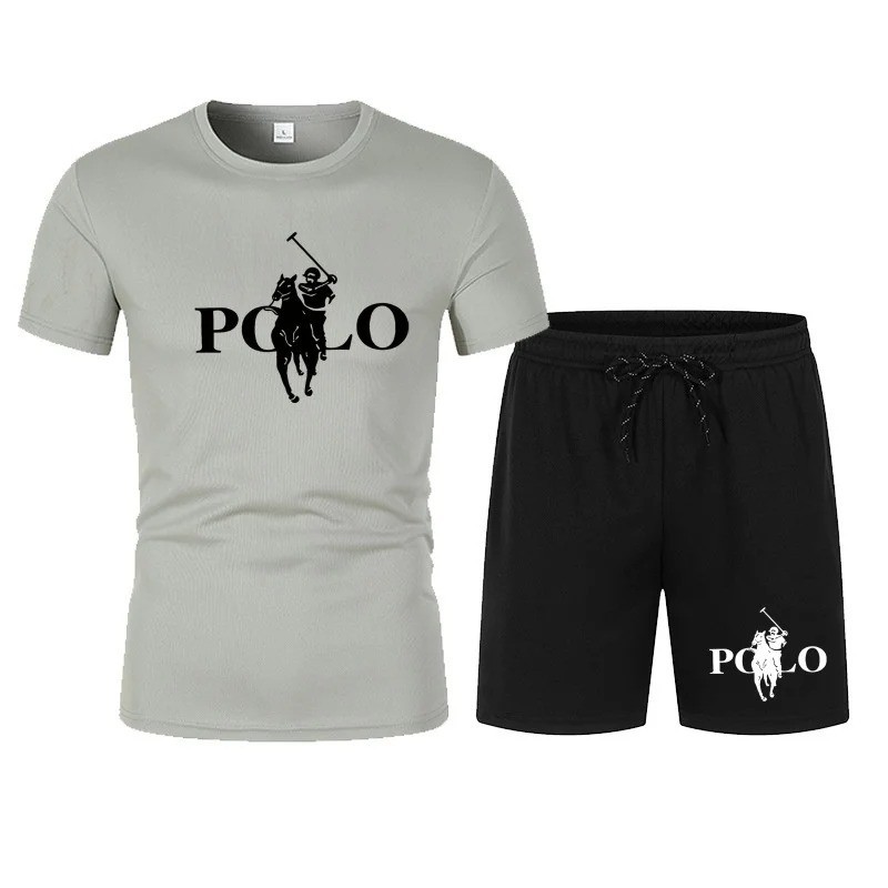 Men’s Summer Sports Set Short Sleeve T-Shirt & Shorts 2-Piece Outfit Casual Stre