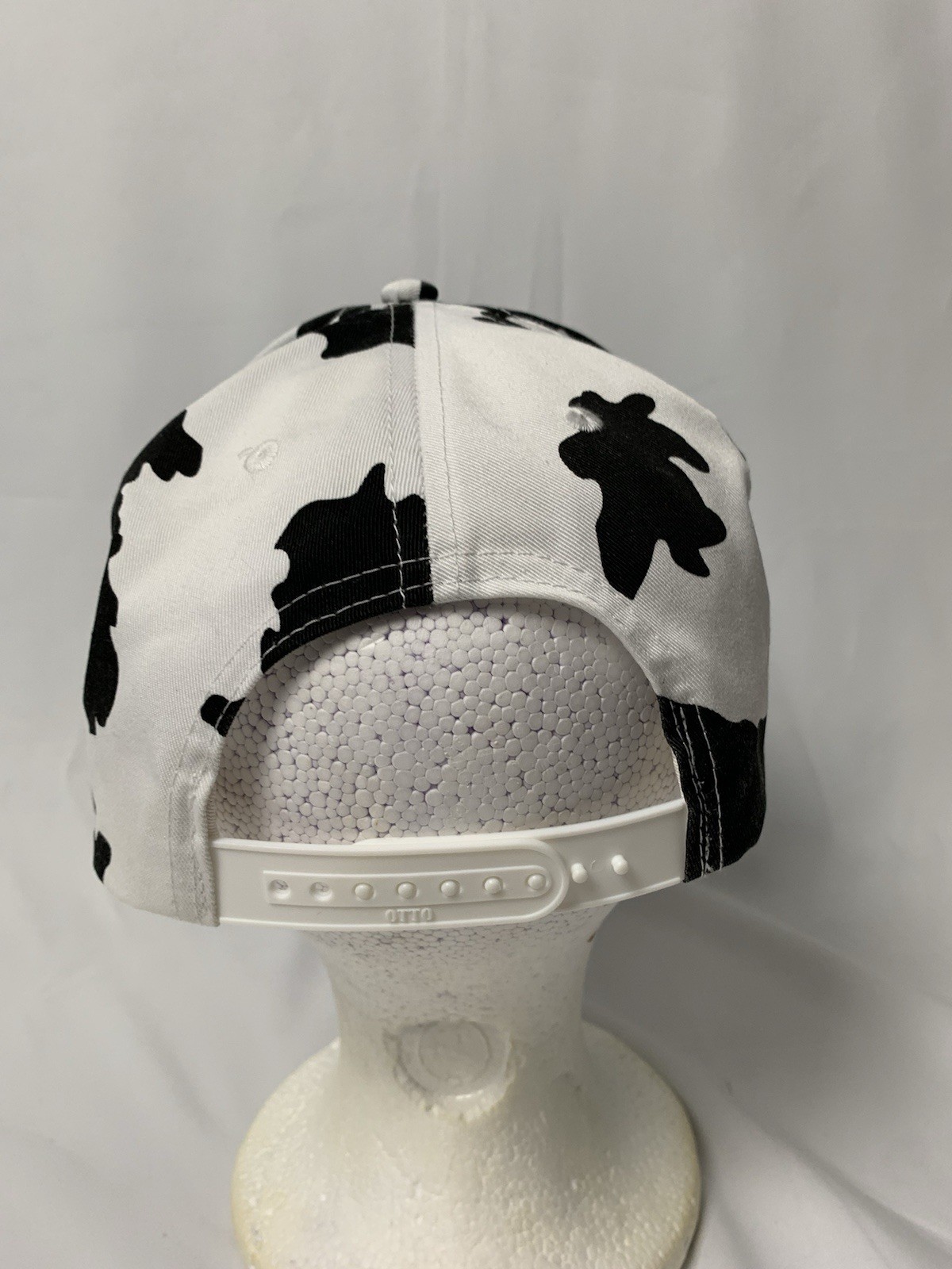 Otto Cow Pattern Cap Hat Trucker Farmer Snapback Adjustable White & Black