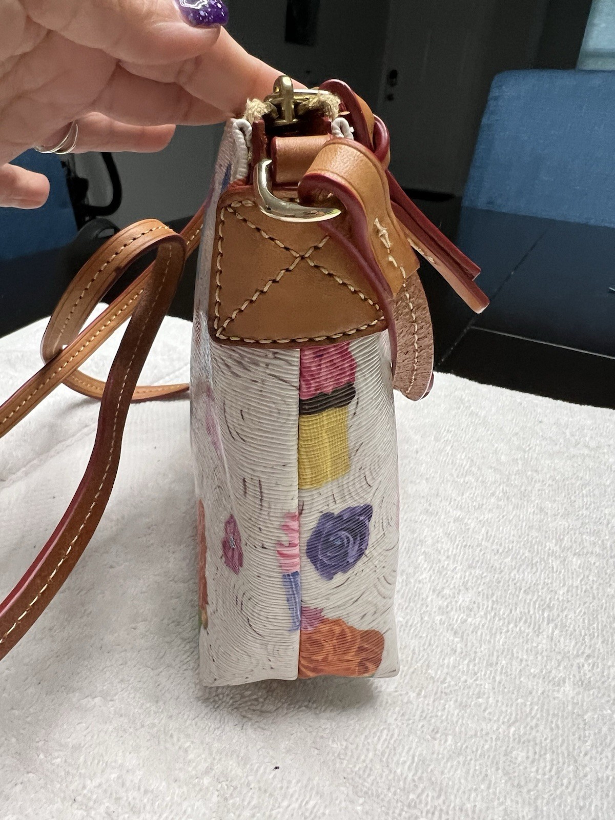 Dooney & Bourke Cupcake Print Bag White Coated Canvas Leather Trim Retired