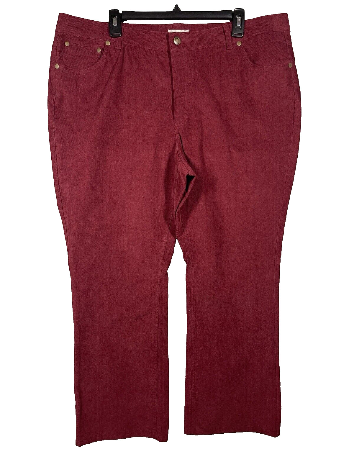 Womens Wide Leg Corduroy Pants Petite Size 20W High Waist Stretch Country Rust