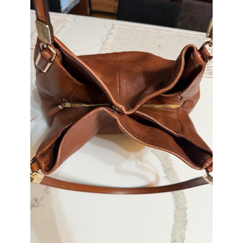 Coach Madison Phoebe Leather Shoulder Bag Pebbled Brown Hobo Handbag 26224