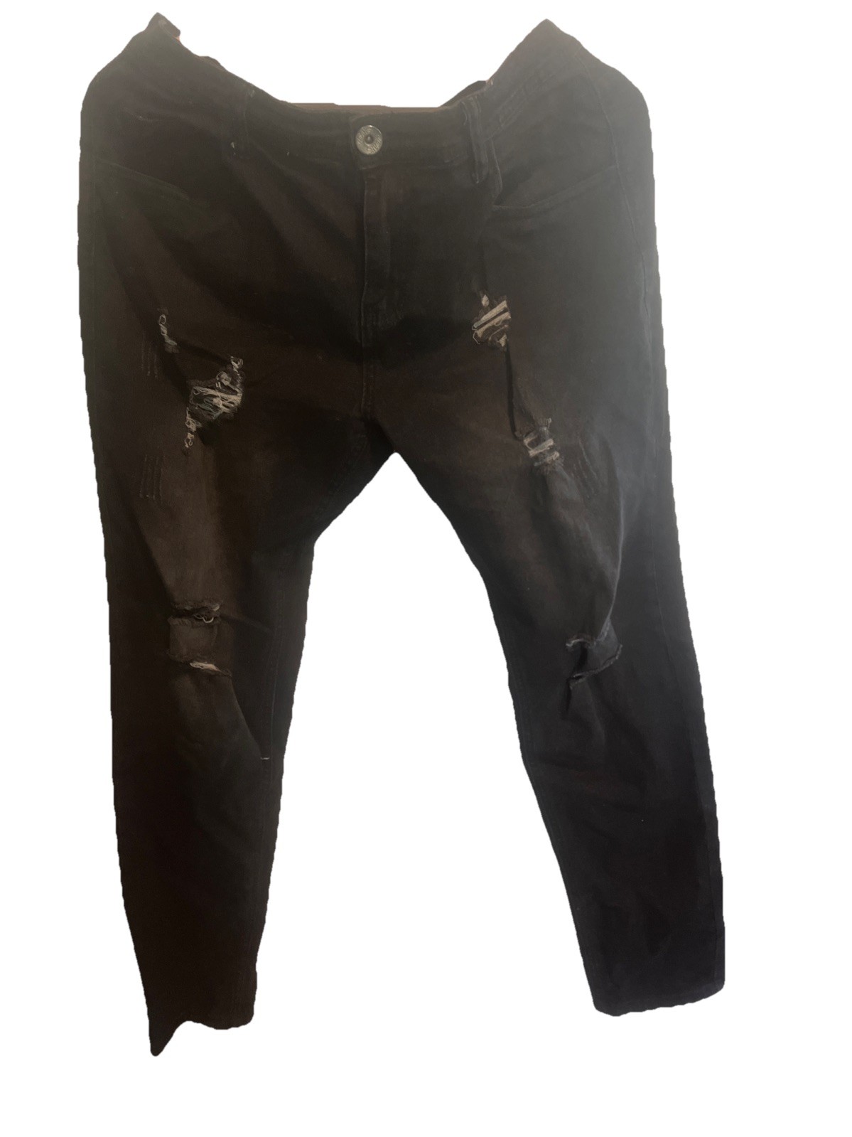 Distressed Black Torn Jeans Med 32×32 Pants Holes Straight Leg Men’s Grunge