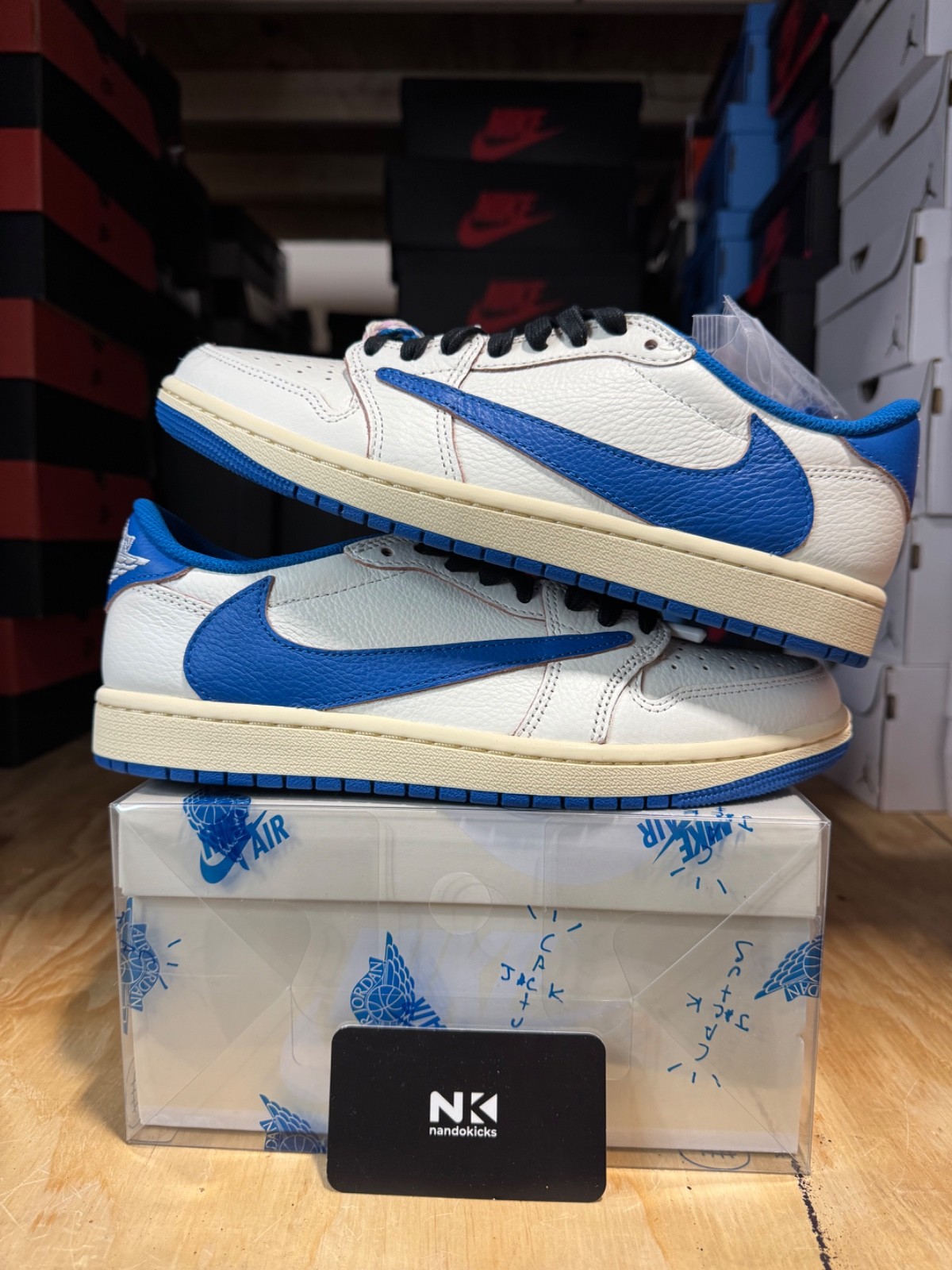 Fragment Design x Travis Scott x Jordan 1 Low OG SP ‘Sail Military Blue’ MENS SZ