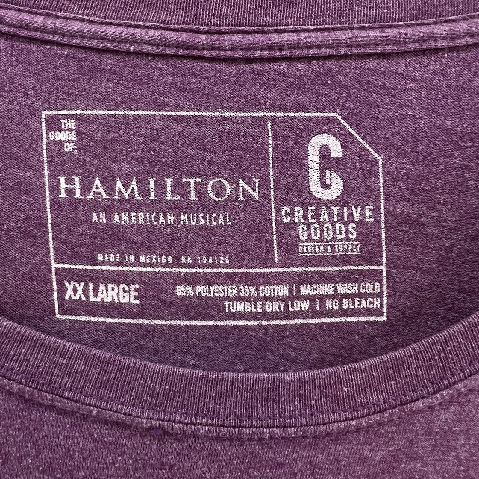 Hamilton Musical Graphic T-Shirt Womens 2XL ‘Never Be Satisfied’ Purple Official