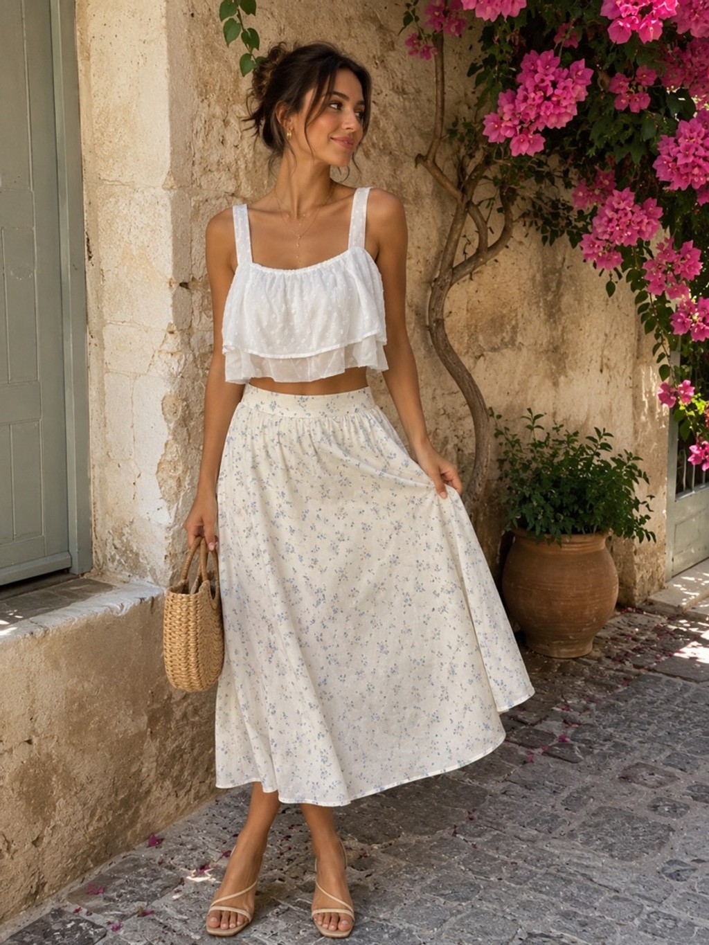 Women’s STILLWATER White Ruffled Crop Top M