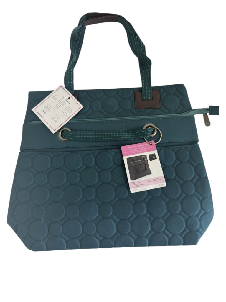 Thirty-One NEW Jade Quilted Dots $75 Vary You Versatile Tote Bag Handbag Purse