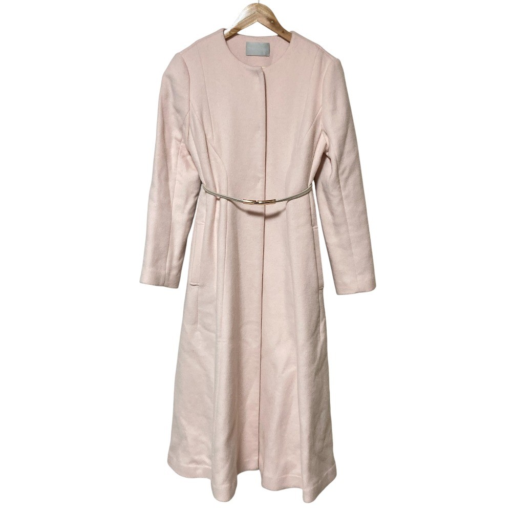 CELFORD Belted Collarless Coat CWFC225069 Size 36 Pink Women USED