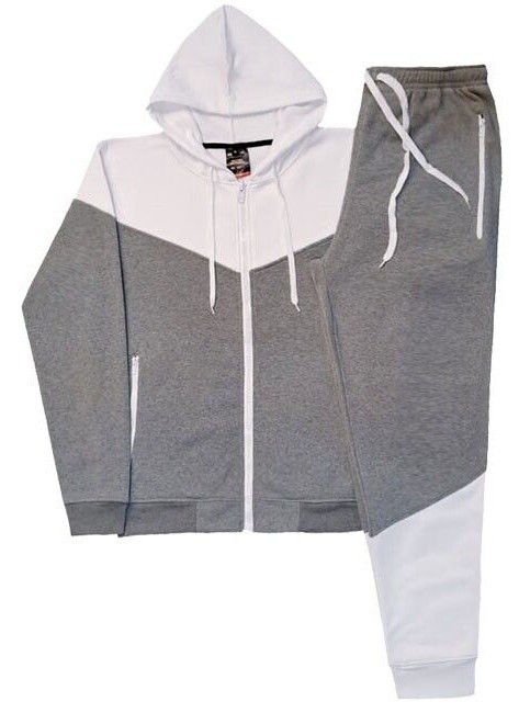 Men’s Classic 2 Piece Sportswear 2-Toned Jogger Fleece Sweatsuit W/Drawstrings