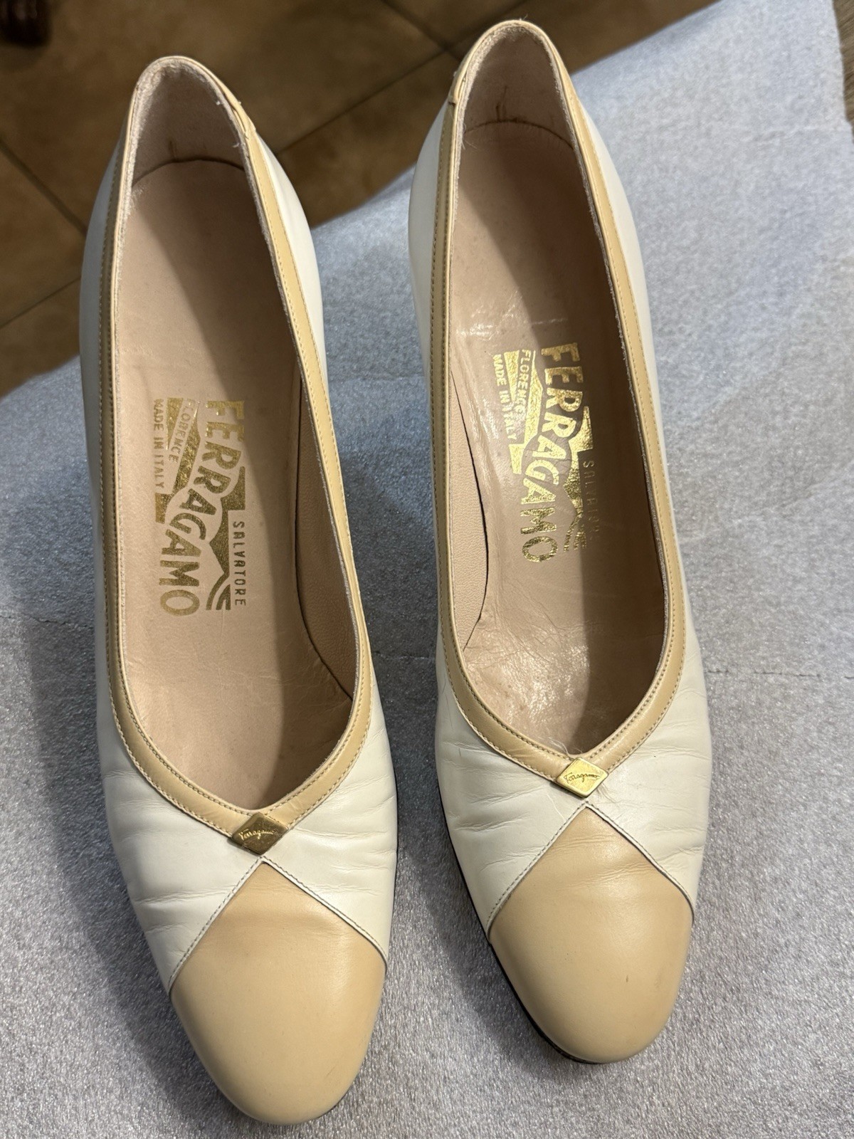 White/Cream Ferragamo Heels